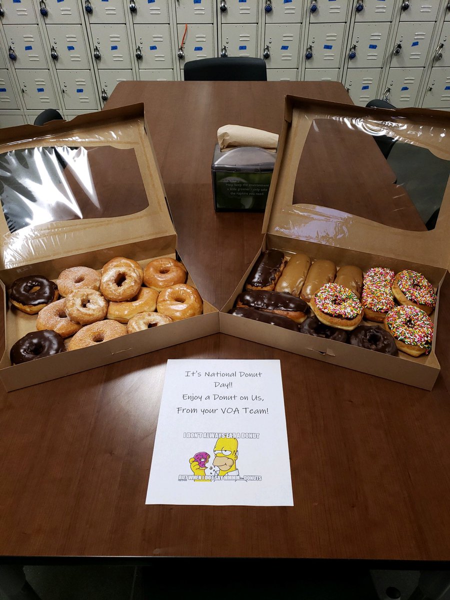 Celebrating National Donut Day@ Windsor 6667! Thanks to VOA committee! ⁦<a href="/grayson_brock/">Brock Grayson</a>⁩ ⁦<a href="/windsorHD6667/">Theresa Graves</a>⁩ ⁦<a href="/steenstenger/">Christine Stenger</a>⁩ ⁦<a href="/JakeCrailTHD/">Jake Crail</a>⁩ ⁦<a href="/TerrieOrtega30/">Terrie Ortega</a>⁩  #timetomakethedonuts