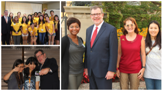 isssumn's tweet photo. Thank you, @PresKaler and @KFKaler, for making international students feel welcome at #UMN and recognizing how much their diversity of experiences can contribute to campus. #ThankTheKalers https://t.co/WiDlBMIE3j