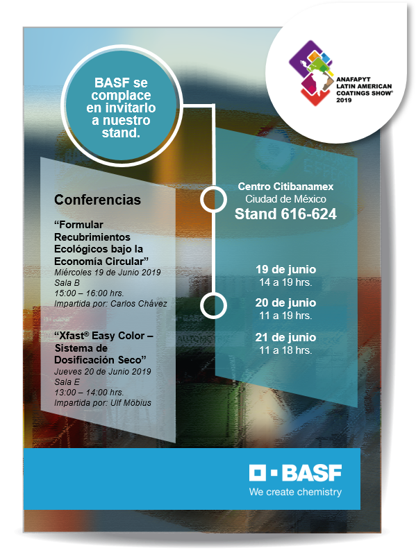 BASF_Mexico's tweet photo. Estamos a pocos días de #LACS2019 organizada por @AnafapytOficial en donde podrás encontrarnos en el stand 616-624. Ya puedes registrarte en: https://t.co/K6NYXduuIV https://t.co/uCXlX3EdiS