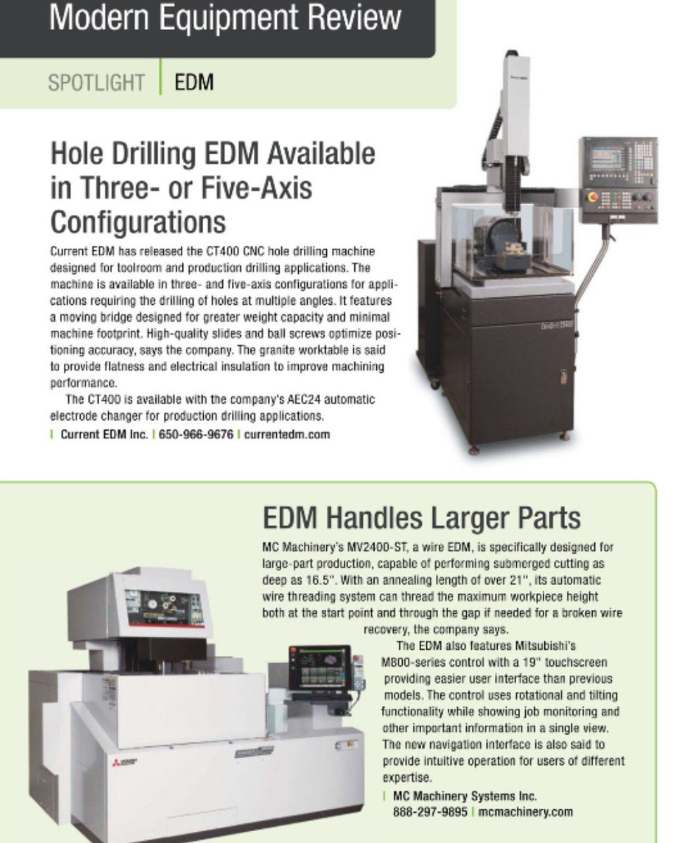 NSMachinery's tweet photo. Check out the June Issue of Modern Machine Shop Magazine... Both CurrentEDM and Mitsubishi EDM Models Spotlighted in the Modern Equipment Review Section!
#NSM #MitsubishiEDM #CurrentEDM #WEDM #Manufacturing #PrecisionMachinery #ModernMachineShop #Aerospace #Medical #JobShop https://t.co/EmUd41P9L5