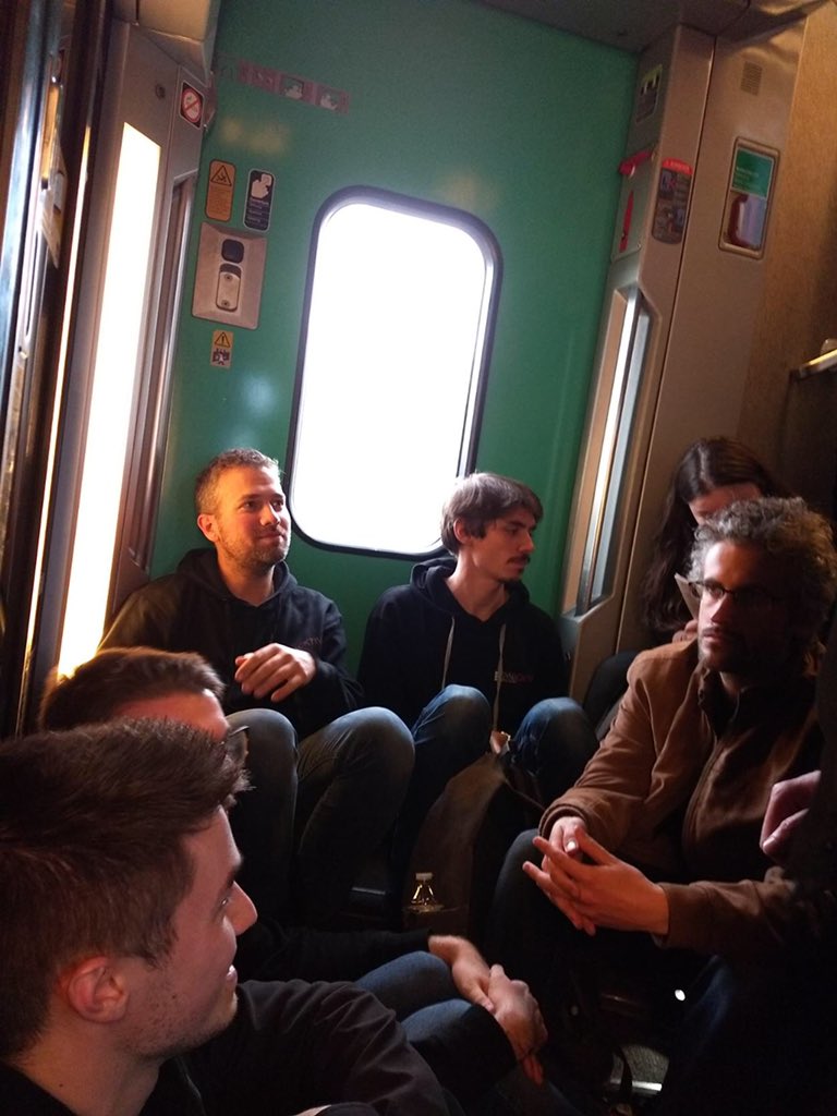 Synacktiv's tweet photo. 2h de retard annoncé sur notre train de retour du #SSTIC2019 ... On monte dans le premier train qui passe ! https://t.co/RLt3GHS3fy