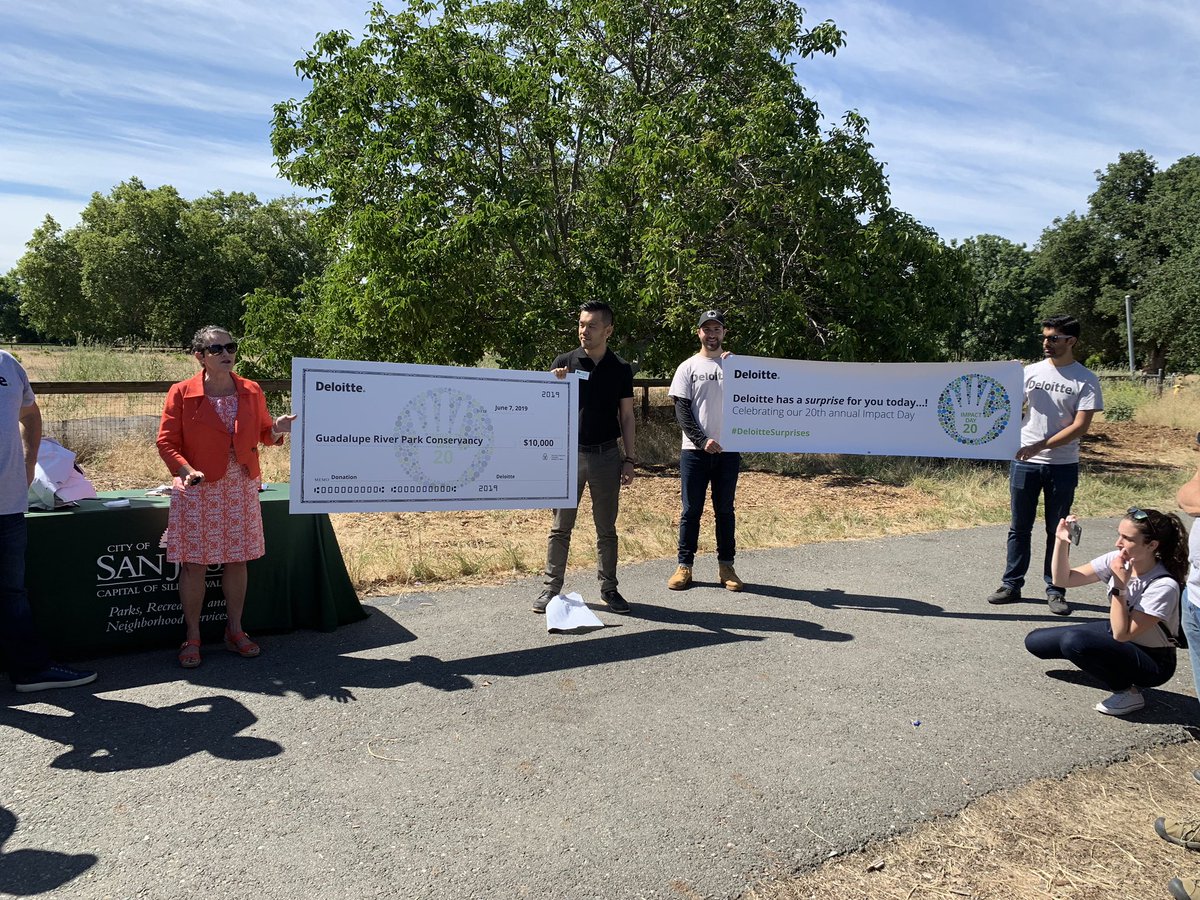 jenschmidt424's tweet photo. As part of @DeloitteUS 20th Impact Day we are honored to present one of our #Deloittesurprises and a donation of $10,000 to @CityofSanJose Guadalupe River Park Conservancy https://t.co/4oKv3Xfqtr