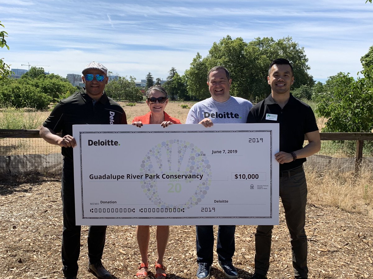 jenschmidt424's tweet photo. As part of @DeloitteUS 20th Impact Day we are honored to present one of our #Deloittesurprises and a donation of $10,000 to @CityofSanJose Guadalupe River Park Conservancy https://t.co/4oKv3Xfqtr