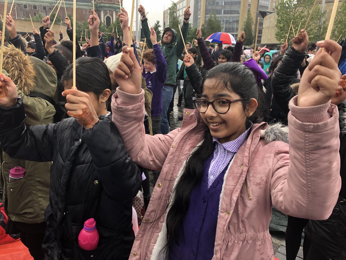 Year 4 and 5 choir had the best time at This is Bradford: This is Us!  We danced, drummed and sang our hearts out in the rain and loved every second of it! #singingschool @BradfordMusic1 #bbcmusicday2019 #thisisbradfordthisisus