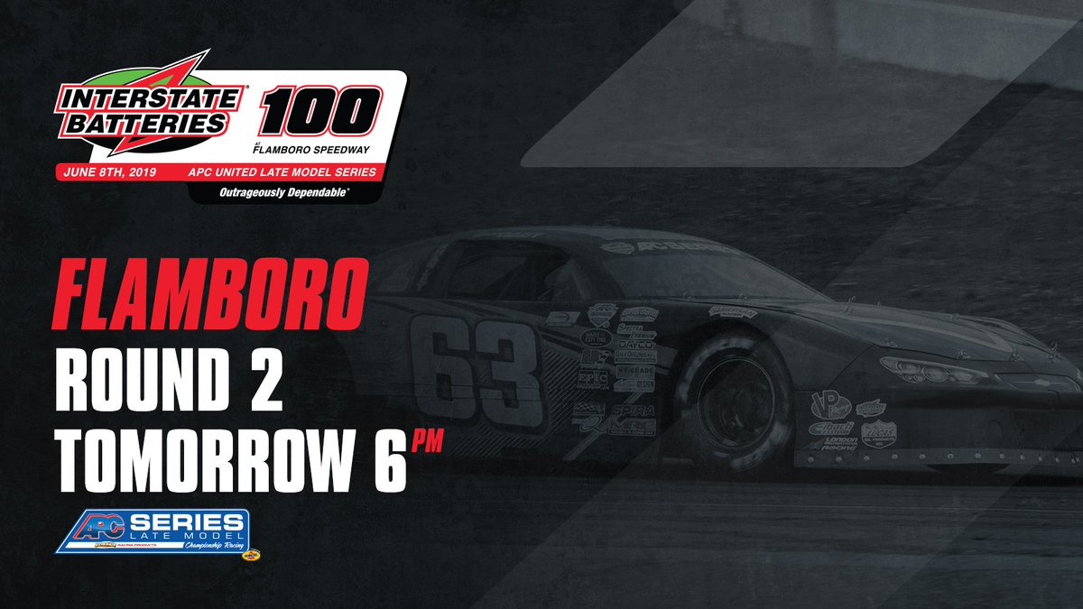 Tomorrow, that's right tomorrow! The APC Series returns to <a href="/FlamboroSpdwy/">Flamboro Speedway</a> for round 2 in 2019, the <a href="/interstatebatts/">Interstate Batteries</a> 100! 29 cars are on the entry list and the weather looks just as a hot as the on track action well be, see you tomorrow!!