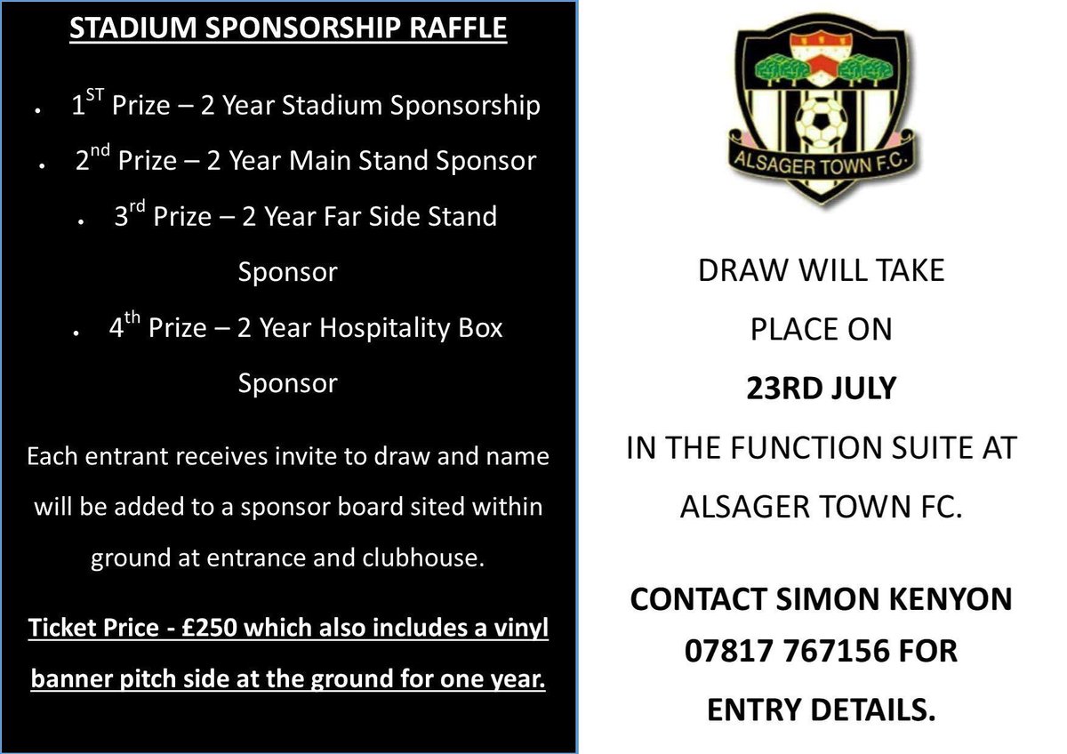 alsagertown_fc's tweet photo. Fancy sponsoring the home of the Bullets for a bargain price?
Contact @KenyonSportMgmt for details
#BackTheBullets https://t.co/j2BnsApXtI