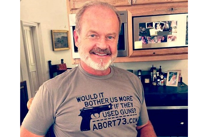 LifeNewsHQ's tweet photo. Kelsey Grammer Sports Pro-Life Shirt on Abortion: “Would It Bother Us More if They Used Guns?” https://t.co/jEv0l9v11Z https://t.co/pcMukiTOel