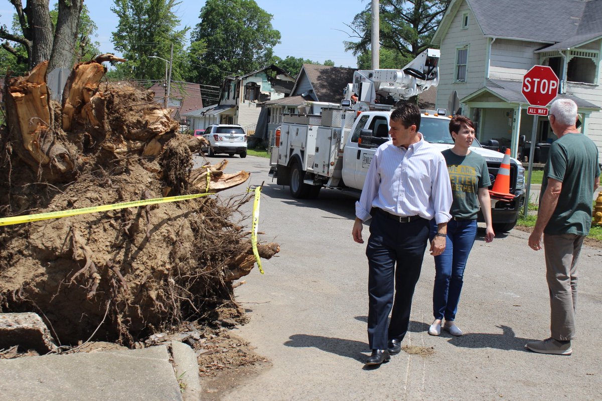 SenToddYoung's tweet photo. The tornado that touched down in Pendleton left it the hardest hit area in our state. It was important to see the damage firsthand and thank the first responders, emergency crews, and local officials who are helping this area recover. #PendletonStrong https://t.co/a5V7cplD0O https://t.co/UFf1QzgNFV