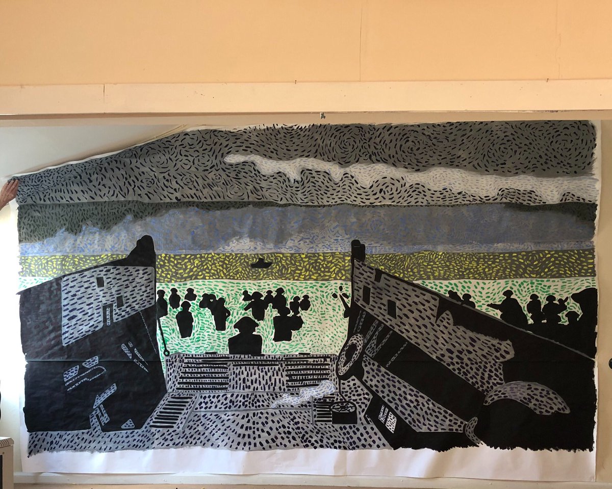 SWRSchool's tweet photo. Commemorative D-Day mural created by SWRS Art students for our local Royal British Legion. @PoppyLegion #DDay75Anniversary #dday75th #britishlegion https://t.co/HZJAgIIZYf