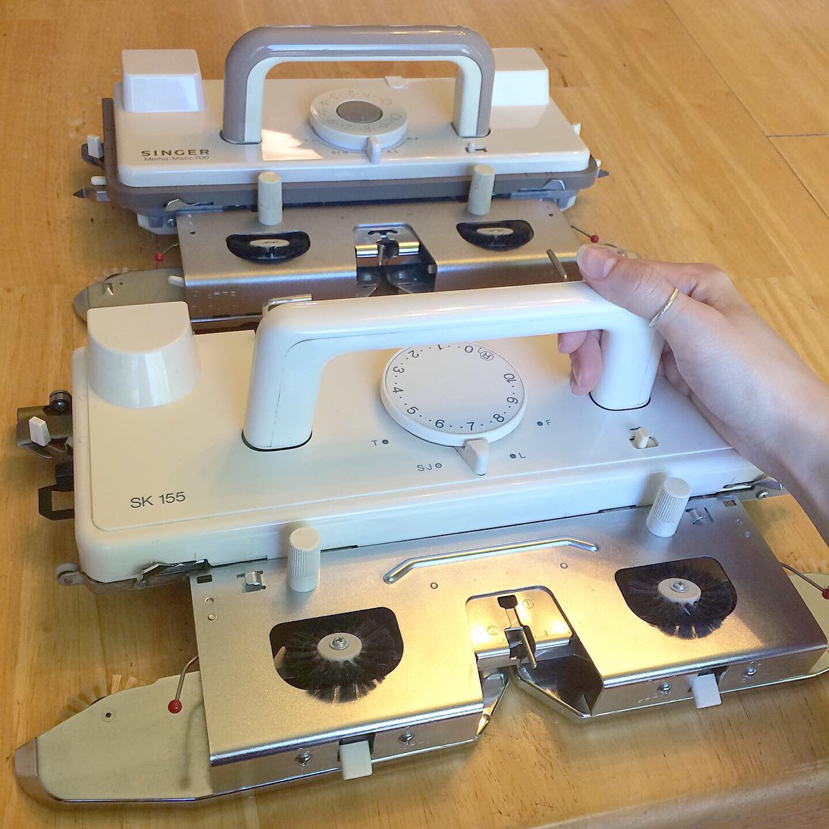 machineknits's tweet image. A little light maintenance on two of my very first knitting machine carriages from over 20 years ago!  I have a couple of special projects coming up for both of these beauties 💕

#knittingmachine #knitting #singermachine #knittingclasses #RochesterNY