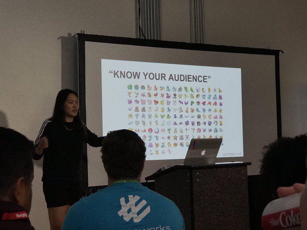 TanjaHoefler's tweet photo. Loving @sydneylaiβs talk βYour first 100 #Developersβ !! Lots of awesome info and laughs ππ€£π!!! #DevRelCon #devrelcon2019 https://t.co/tLcTzLTsCF