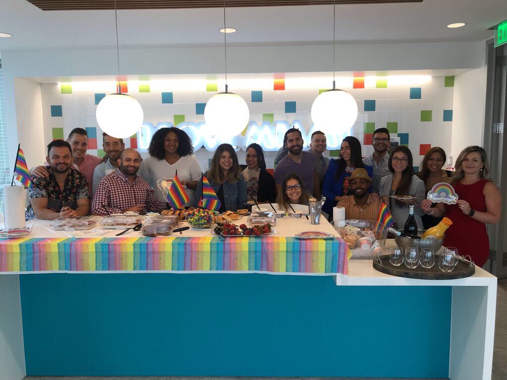 ExpediaGroupEng's tweet photo. The Miami & the ATL offices were thrilled to recognize the 50th anniversary Pride today with breakfast for team members and by ensuring they knew EG's commitment to LGBTQIA community. #PrideMonth2019 🌈 #expediaeng #LifeatExpedia https://t.co/SHHuQINJN5