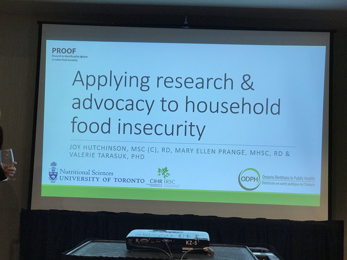 JordanMakRD's tweet photo. I’m at the @DietitiansCAN #dcconf19 session on applying research &amp; advocacy to household food insecurity, presented by @joymhutch, Valerie Tarasuk and Mary Ellen Prange! @proofcanada @RDsPubHealthON https://t.co/hU5JaMRtPc