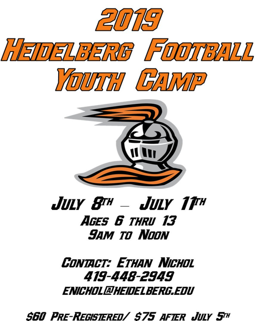 Our annual Football Youth Camp is July 8th-July 11th! For more information, please contact Coach Nichol <a href="/EthanNichol10/">Ethan Nichol</a> or enichol@heidelberg.edu #BergGang