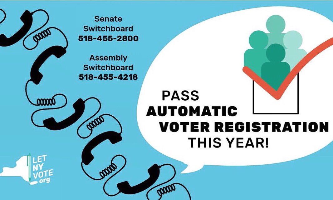 Here’s an action for everyone before you start your weekend! Call your reps and demand that New York pass Automatic Voter Registration! #letnewyorkvote #votingrights #vote