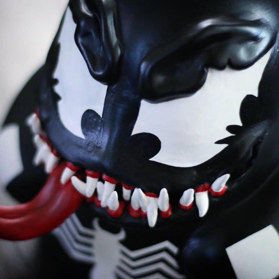 Dcooperfl's tweet photo. I just want to take a moment and brag on how talented my wife (@cccustomspopUT) is. Just when I think I’ve seen her best work she does it again. Venom Tiny Ghost - another one I sadly have to see leave the house. 
@OriginalBimtoy @reisobrien #TonyGhost #Venom https://t.co/742b1Wa4wm
