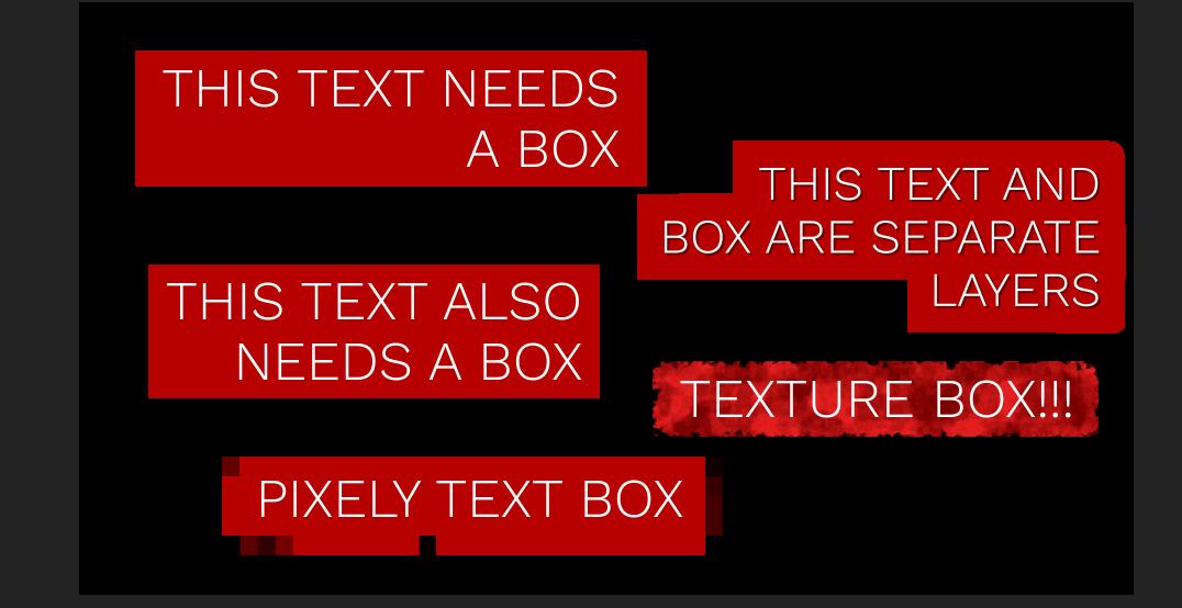 Easy Text Boxes in <a href="/AdobeAE/">Adobe After Effects</a> A Thread:

I was talking with <a href="/Arcane_Motion/">Mike🔥ArcaneMotion</a> at a meetup recently about rigging boxes to go behind type can be annoying and we do it more often now that Master Properties are a thing. I mentioned there are some effect stacks. Figured I'd share them