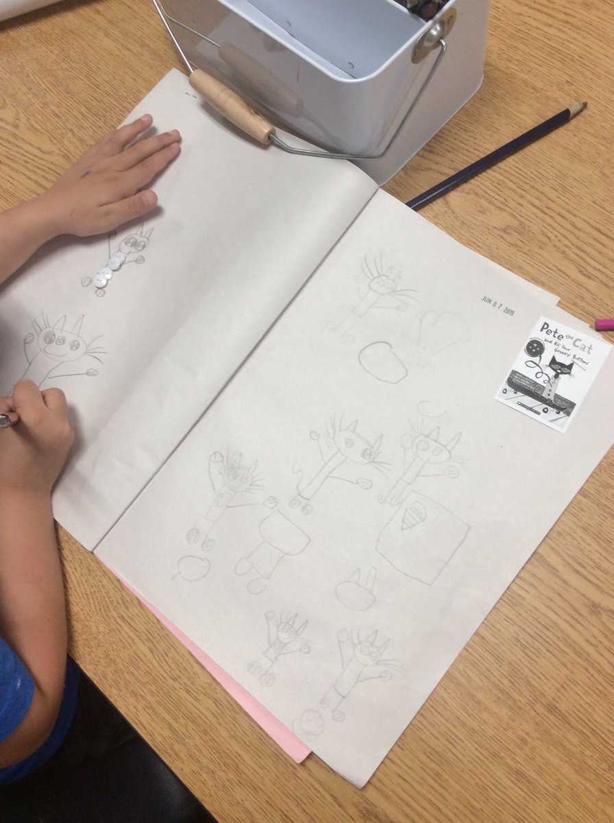 KEchicopee's tweet photo. More writing today! We read Pete the Cat. How many buttons did you add to your work? https://t.co/oRrS8Jty3f