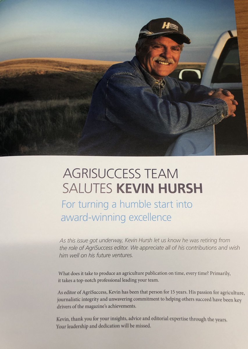 RobSchmeichel's tweet image. Shout out and a big thanks to @KevinHursh1 for the past 15 years as Editor of @FCCagriculture AgriSuccess magazine. Great stories, insights and innovations.
