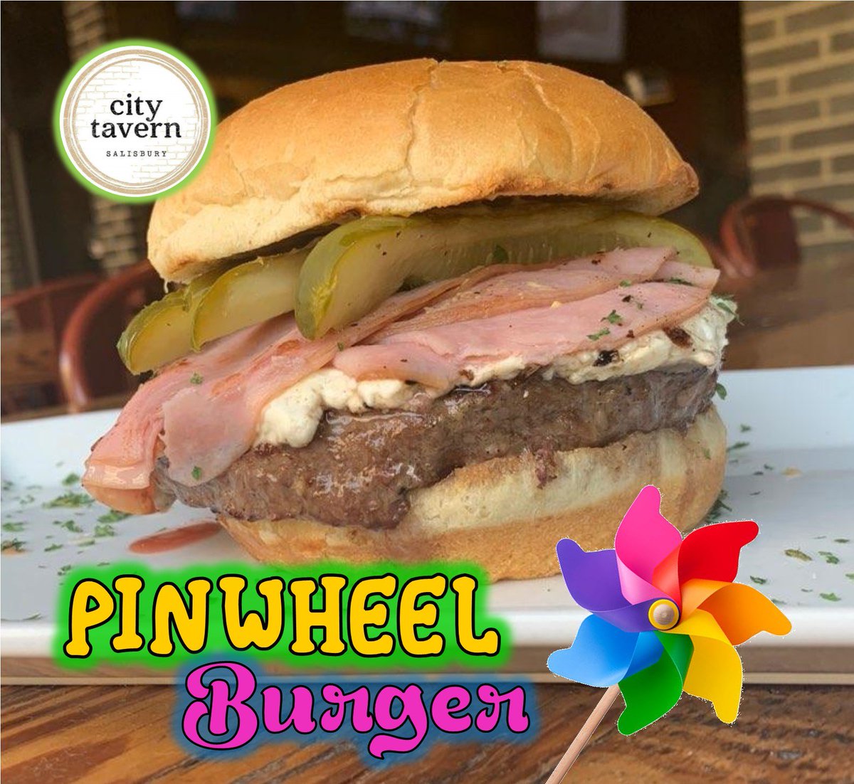 citytavernnc's tweet photo. Time for another one-of-a-kind burger! 🍔🥳 The PINWHEEL BURGER features Ham, Pickle Spears, Mustard and Whipped Cream Cheese. #BurgerOfTheWeek #BestBurger #TryItYouWillLikeIt https://t.co/2iyvjDDJjc