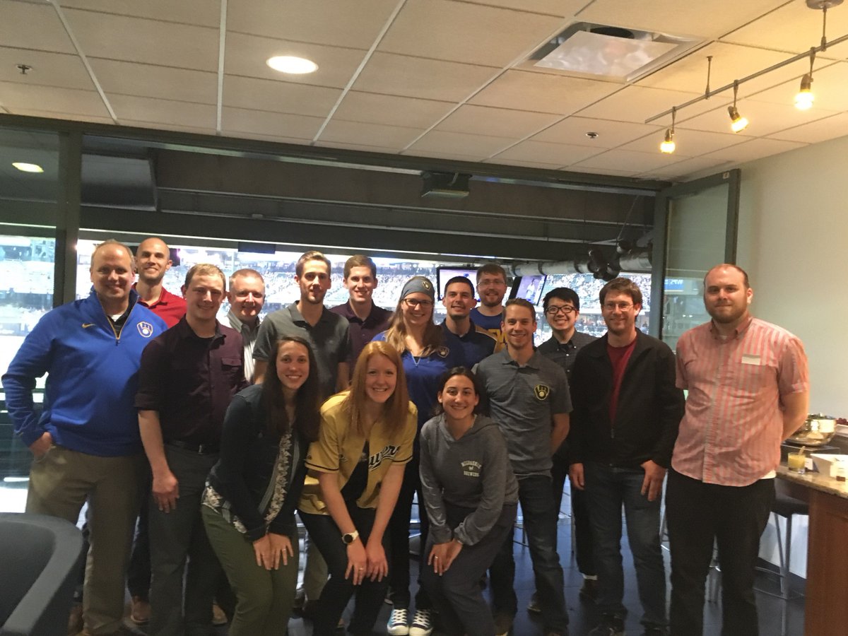 BizDeanMU's tweet photo. The "Bridge to Business" May/June cohort of engineers completed their program with more than an integral understanding of business practices, they also attended a Milwaukee Brewer game in the @RexnordCorp Suite. Thank you to @RexnordCorp for their hospitality! #ExecutiveEducation https://t.co/0KoVYjwNWe