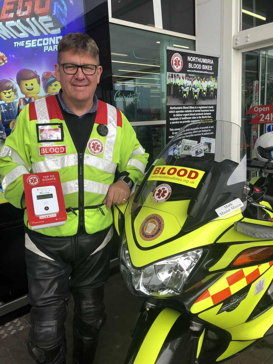 Busy on <a href="/NorthumbriaBB/">Northumbria Blood Bikes</a> awareness and fundraising day ably assisted by Blood Bike Mark Master Mason