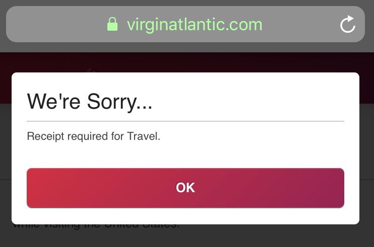SamBarbrooke's tweet photo. @VirginAtlantic hello, I keep getting this message when I’m trying to check in online - can you help? https://t.co/b5QxJib8EI