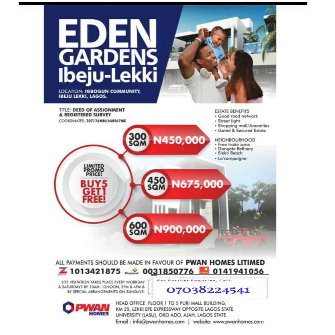 EricaOdi's tweet image. Ibeju Lekki is the new big thing in lagos. Invest in Eden Gardens now just for chikini money. 
Landmark is Dangote&apos;s refinery,
Eleko beach and La campaign resort.
Estate is 100% dry, gated secured estate with street light and very good road network.
#landforsale 
#LandForTheMany