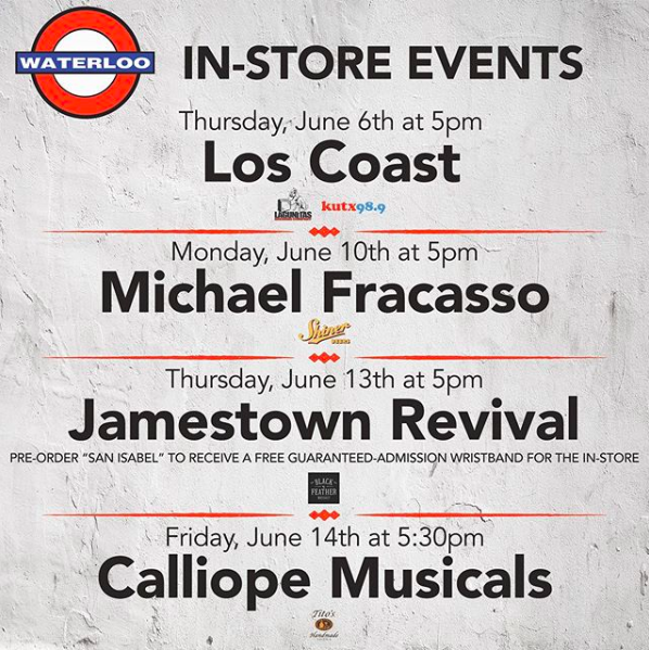 Thrilled to be doing an in-store performance on Monday 6/10 at @WaterlooRecords #ATX! facebook.com/events/3229244…