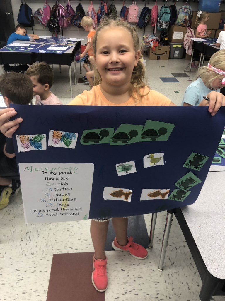 JaguarsInTheGym's tweet photo. We read the book, “Splash!” and then created our own ponds! Ss got to choose how many of each critter to put in their pond and then had to find the total! If you look closely, you will see the math that these smart cookies completed! 💙➕🤓 #ReadingAndMath #SummerJourney https://t.co/E70IvQLRw3
