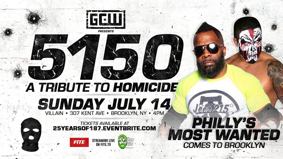 blklkp's tweet photo. .#ItsAboutToGoDOWN!!! Sunday 7/14 LIVE from #BK it’ll be str8 5150 as #GCWPresents #ATributeToHomicide @proprvillain featuring @SantanaLAX, @Ortiz5150, @Jeez215, @MadKing1981, @thekingnickgage and so much more! Tickets available now! You won’t want to miss this all star event! https://t.co/apSPCzkQ4H