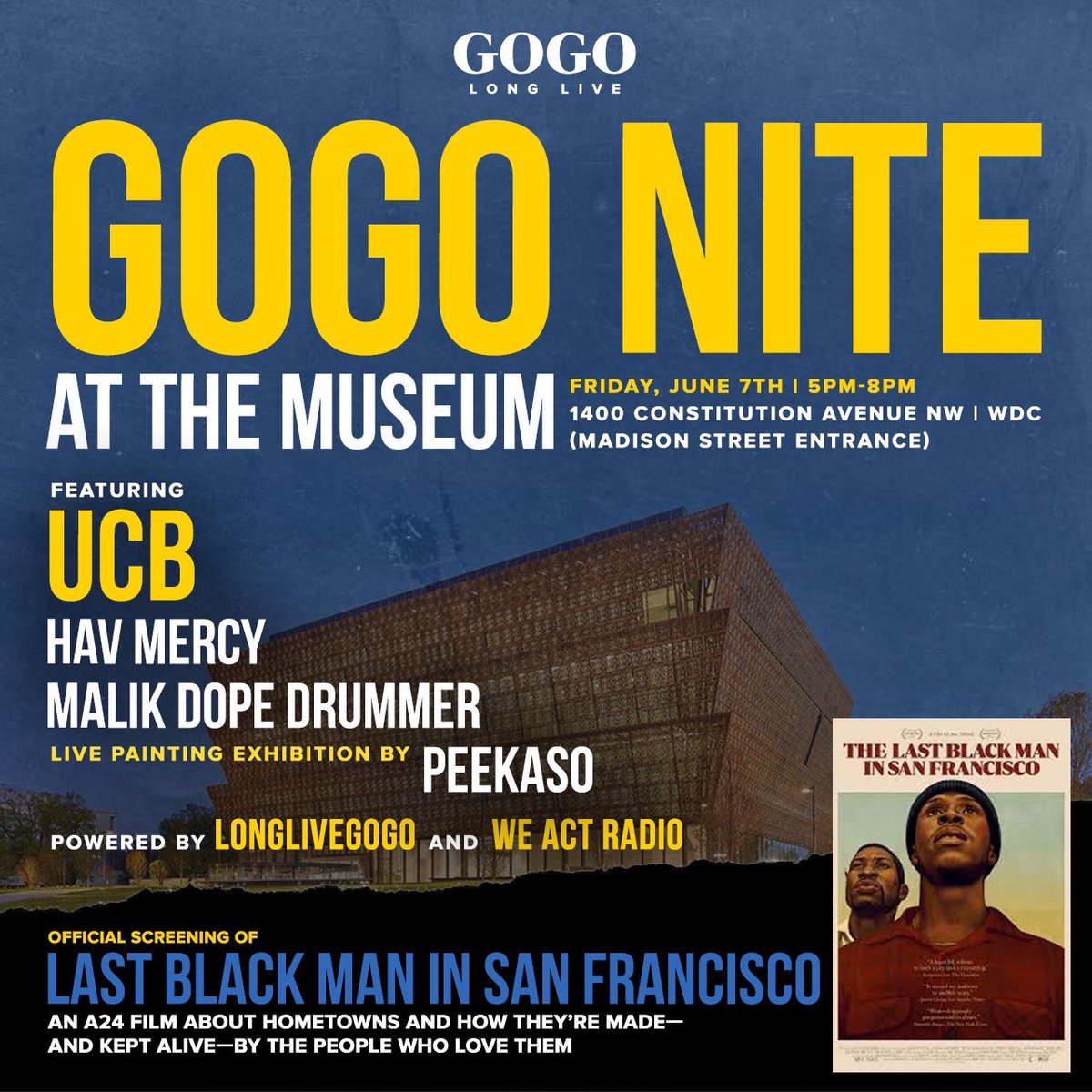 Hav_Mercy's tweet photo. If this isn’t culture then I don’t know what is! a very important screening at the National Museum of African American History and Culture. Wow it’s an honor to be apart of this with performances by the legendary UCB &amp; @malikdopedrummer 
FEATURING: LAST BLACK MAN IN SAN FRANCISCO https://t.co/zyuAJUlb6f