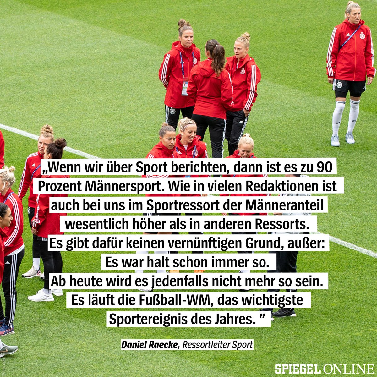 Zum Beginn der #FifaWWC2019 ein paar Worte Selbstkritik von unserem Sport-Ressortleiter <a href="/Grindelnerd/">Daniel Raecke</a> - und ein Versprechen: Wir machen das groß!
spon.de/afuUb