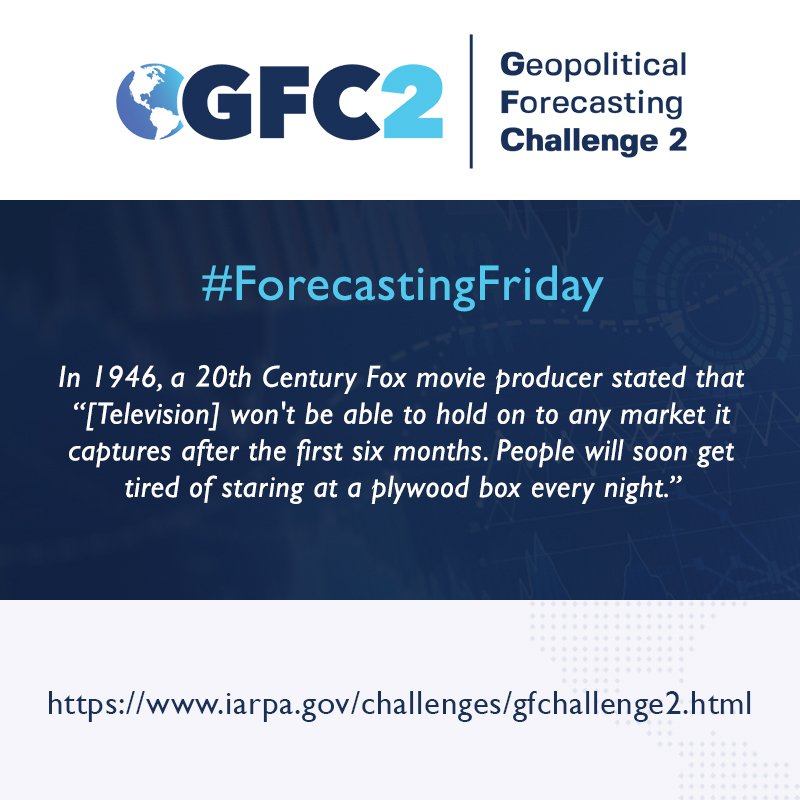 IARPAnews's tweet photo. It's #ForecastingFriday again! Today we're sharing a #tech forecast from the past. Your prediction methods can help to advance the science of forecasting. Register for the #IARPAGFchallenge2 to make a difference: https://t.co/uWjtb1T2Xh #datascience #geopolitics https://t.co/RFu1PHzYDf