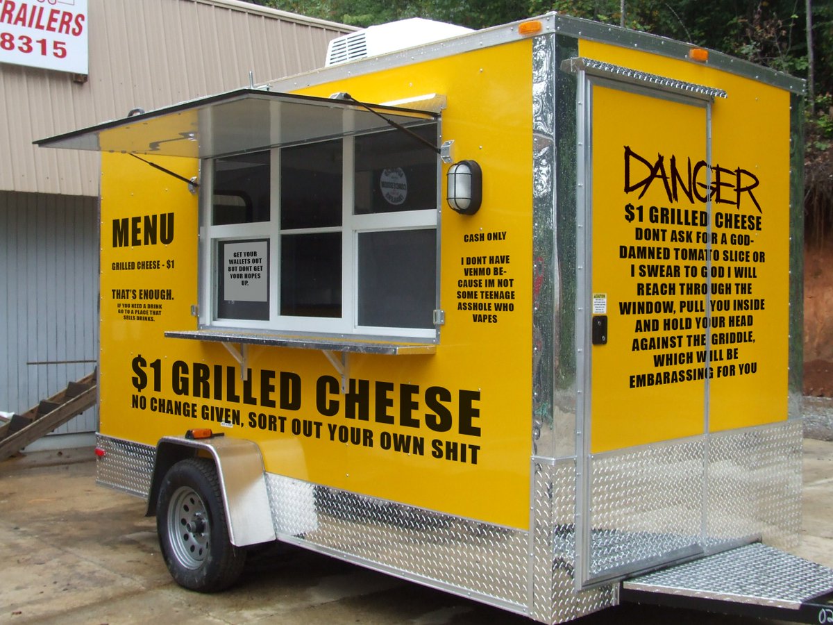 Daniel Danger on Twitter: &quot;my post-art plan is opening a grilled cheese  cart. it will serve $1 grilled cheese made with white bread, bulk cheese,  bulk butter, and thats it. greasy as