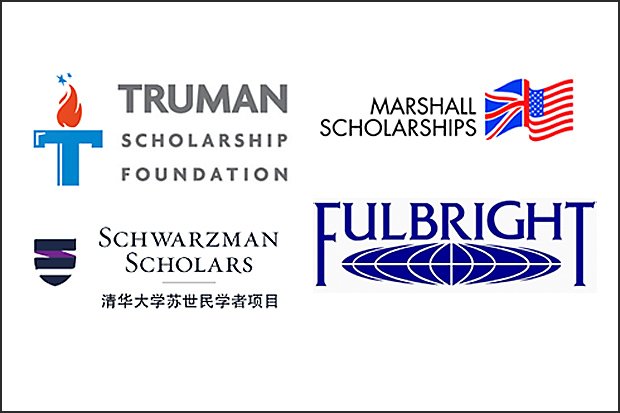 logos for Truman Scholarship Foundation, Marshall Scholarships, Schwarzman Scholars, and Fulbright