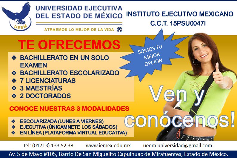 UniversidadUEEM's tweet photo. @UniversidadUEEM Aún estas a tiempo, no lo piense y ven a conocer nuestras instalaciones. https://t.co/WVcxDgXYiI
