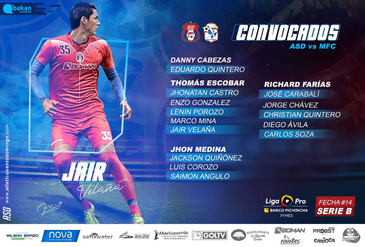 CDASantoDomingo's tweet photo. ✅Lista de guerreros convocados por el DT Héctor Manuel, para medir mañana en nuestra casa a un duro rival Manta Fc #LigaProBancoPichinchaPymes #SerieB2019 #RumboAlaSerieA
👉 Vamos por esos 3 puntos en casa #ASD2019!!! https://t.co/DbpWOL3GBH