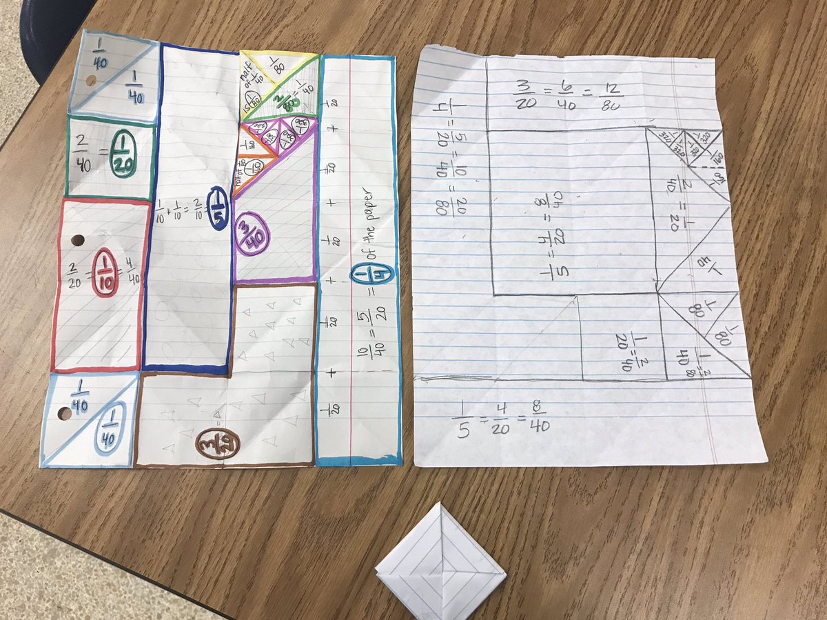 And here’s the 4th grade version of my fraction paper folding fun!  Great last week of school activity. Teaching kids how to fold and find fractions!  Super fun! #CRAzyMATH #ILESsoars