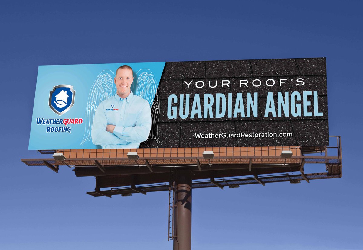 73_deville's tweet image. Keep it simple ... That's the key to outdoor advertising, like the one we designed for WeatherGuard. Visuals and copy should blend, not blur, for your audience on wheels! #OOHA #myrtlebeachads