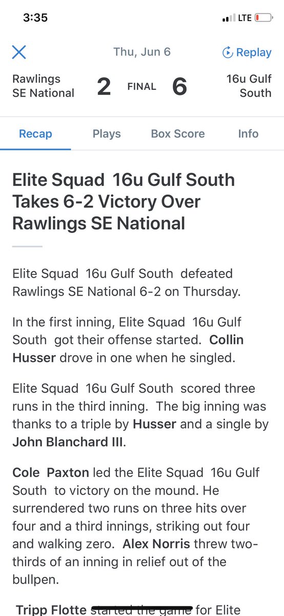 arashley11's tweet image. Proud Momma moment...Cole Paxton brought it to the mound for sure. In a total of 55 pitches! #elitesquadgulfsouth