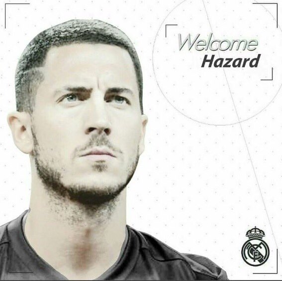 TransferNews's tweet photo. OFFICIAL: Real Madrid have completed the signing of Eden Hazard from Chelsea for a club-record €100m fee. https://t.co/ssYdSymJWA