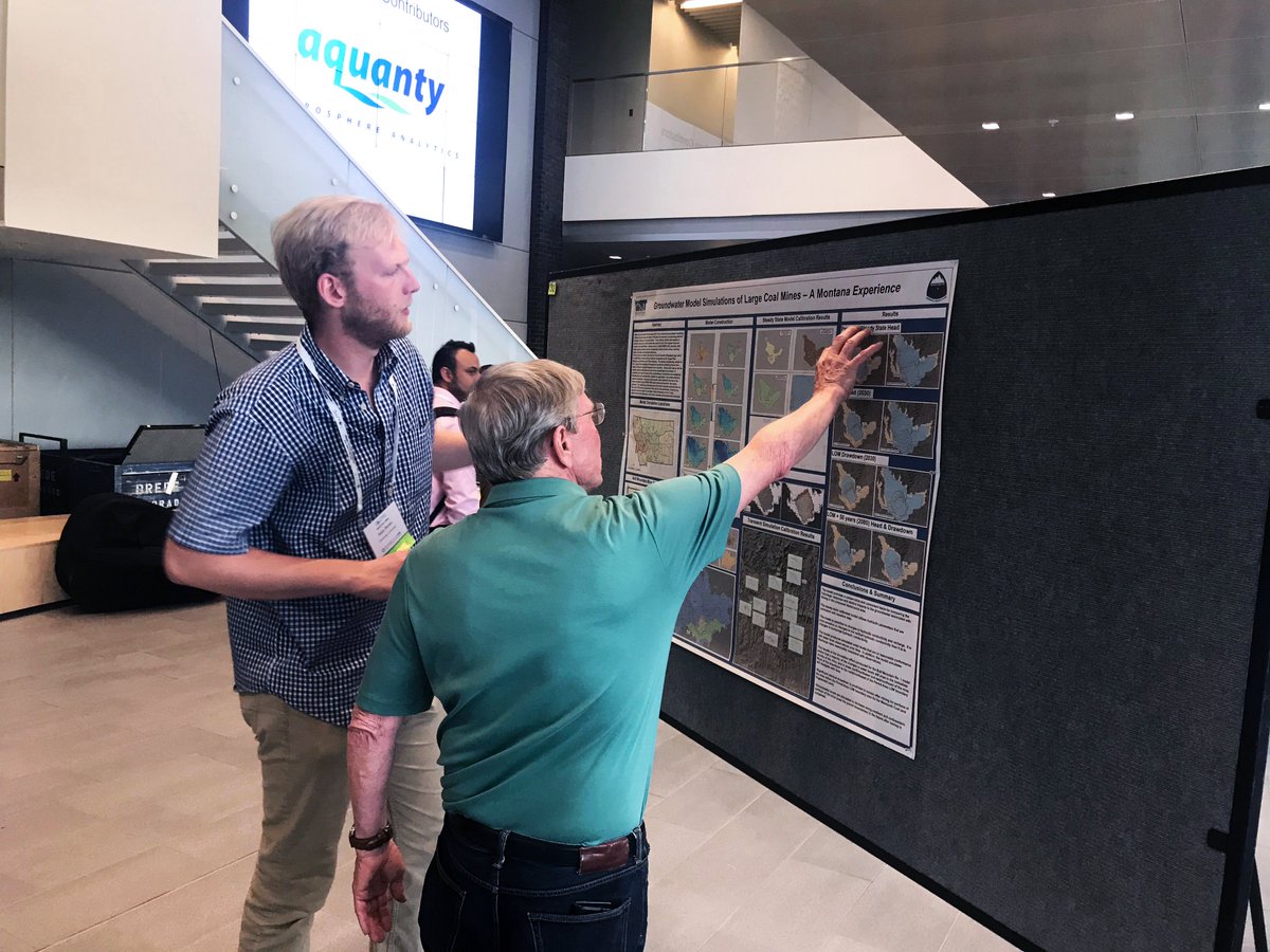 waterenvtech's tweet photo. WET Senior Consultant, Michael Nicklin, & GIS Specialist, Brad Rutherford, presented a poster entitled, "Groundwater Model Simulations of Large Coal Mines—A Montana Experience" at @IGWMC's MODFLOW conference this week. Learn more: https://t.co/51sE5nByqR #modflowandmore19 https://t.co/UBi8IMW4ph