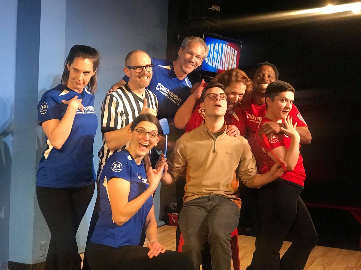 CSzWorldwide's tweet photo. Closed eyes, full hearts, can't lose! Thanks to Cory for helping CSz Portland with the game of Casanova! 

#CSzWorldwide #CSzWw #ComedySportz #CSz #CSzPortland #Portland #Oregon #WestCoast #Casanova #Weekend #Fun #Funny #Improv #Friday #Saturday #Sunday #Comedy https://t.co/iRo8bjoKAH