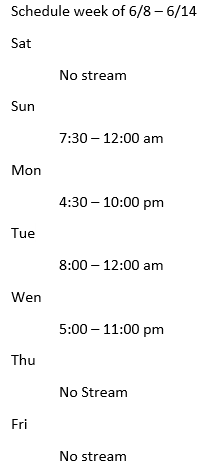 TormentSky's tweet photo. Here is our schedule starting tomorrow everyone!! https://t.co/3PetRDAul5