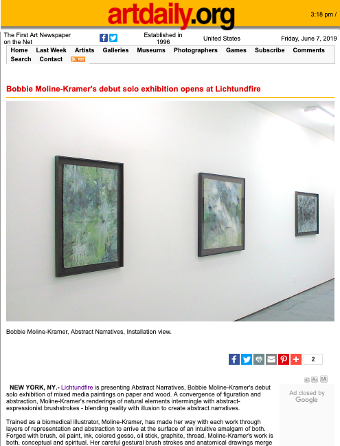 lichtundfire's tweet photo. Thank you Art Daily (https://t.co/8AoFaC0zlO ) for featuring TODAY, JUNE 7th, 2019, Bobbie Moline-Kramer's solo exhibition ABSTRACT NARRATIVES!

Bobbie Moline-Kramer -- ABSTRACT NARRATIVES
Exhibition Dates: June 5th - June 30th, 2019

https://t.co/grNo8l5J8U https://t.co/1GwzadrWv9