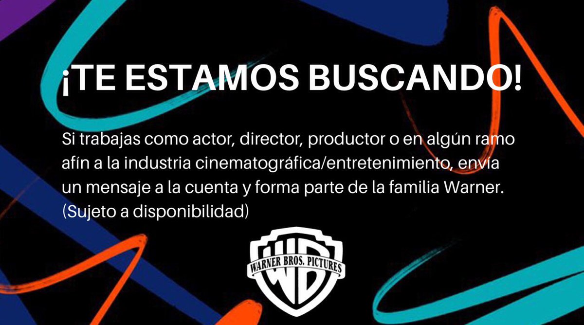 Warner Bros. Pictures abre sus puertas a todos los actores y directores para unirse a nuestra familia.
¿Qué estás esperando? Envía un mensaje preguntando por la disponibilidad del fc/avatar y firma el contrato que te cambiará la vida.