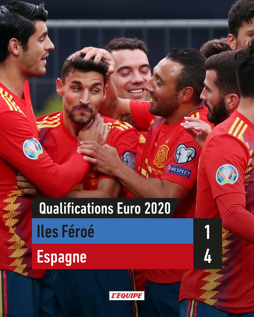lachainelequipe's tweet photo. C''est fini, les Espagnols s'imposent facilement !
#FROESP 1-4
#EuroQualifiers https://t.co/0Xl5nQHP97