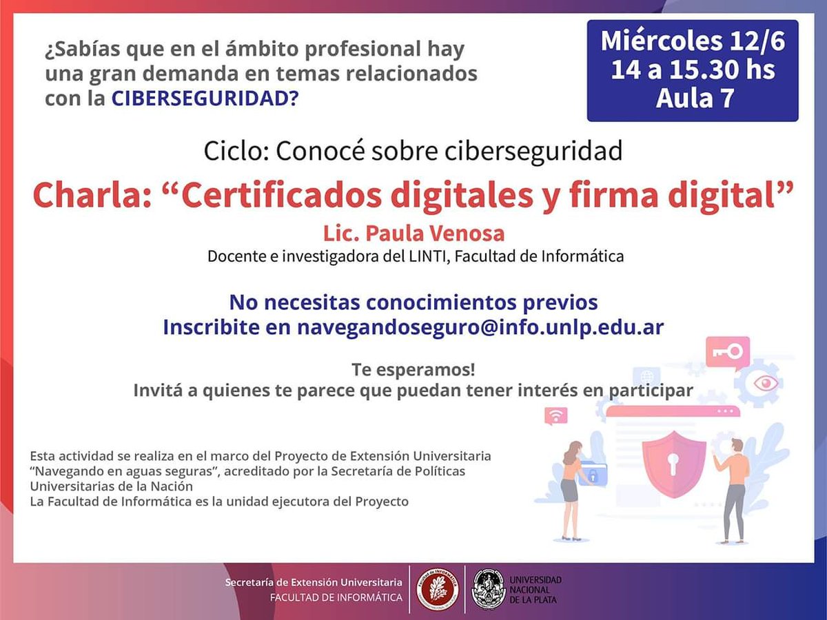 Certificados digitales y firma digital - 12/6 de 14 a 15.30 hs
