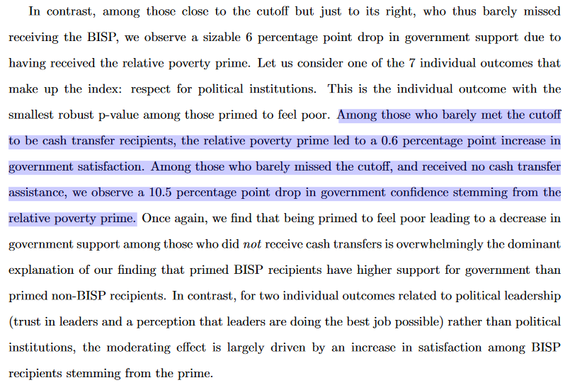 Here is some fascinating new UBI-supporting evidence out of Pakistan. Inequality interacts with cash transfers to increase support for government among recipients and greatly decrease support for government among those excluded.Universalism > Targeting http://ebrary.ifpri.org/utils/getfile/collection/p15738coll2/id/133270/filename/133484.pdf